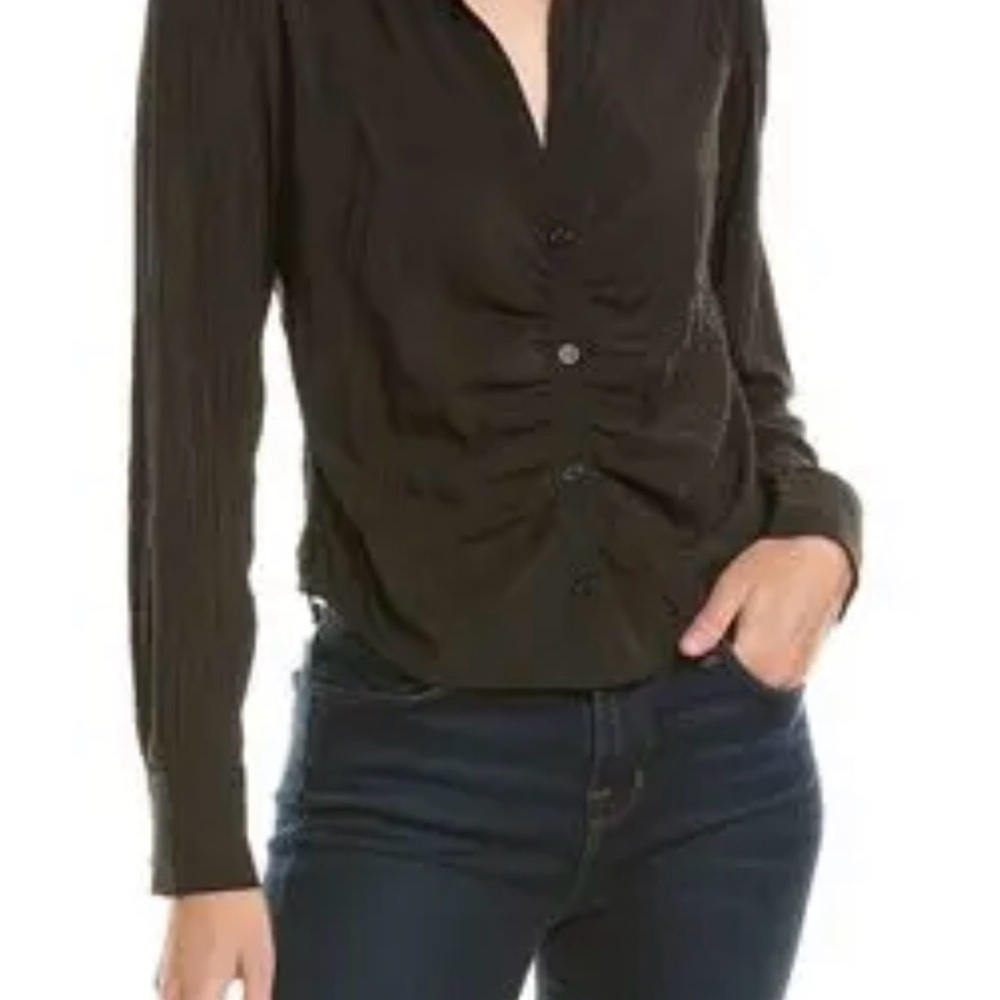 Astr The Label Black Ruched Blouse